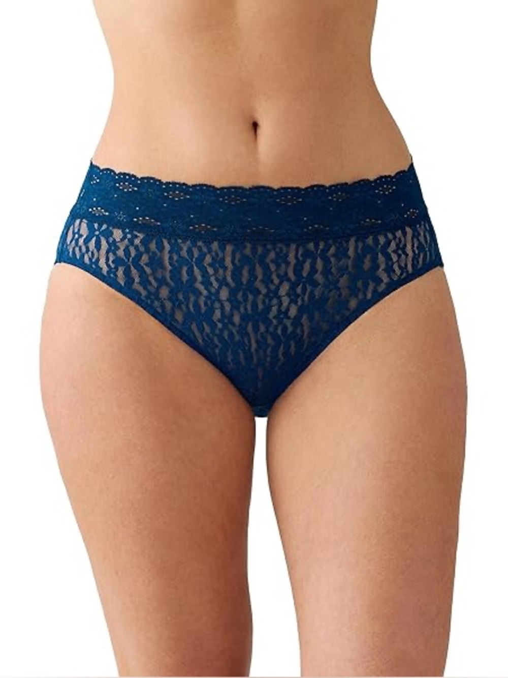 WACOAL Dark Navy Teal Floral Lace Hi-Cut Brief